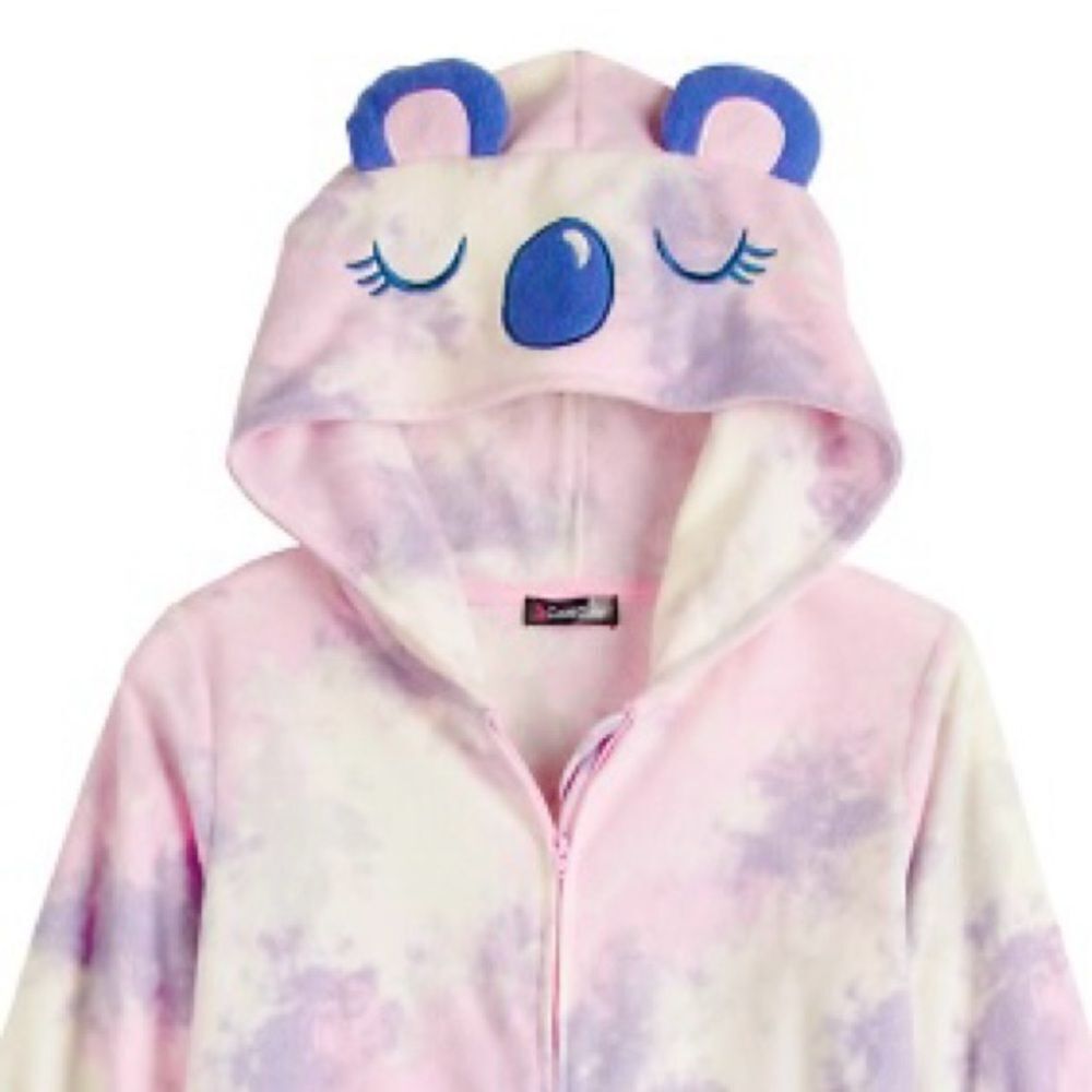 NEW CUDDL DUDS Pajamas Children Size M (7-8) Koala Critter Pink Hoodie Onesie